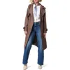 Bernardo Double Breasted Hooded Trench Coat In Dark Oak