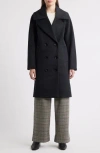 Bernardo Double Breasted Knit Coat In Black
