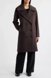 Bernardo Double Breasted Knit Coat In Brown