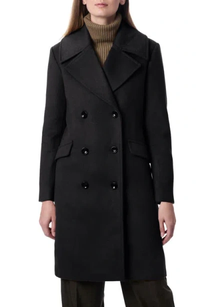 Bernardo Double Breasted Long Coat In Black