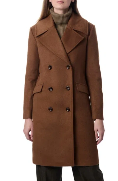 Bernardo Double Breasted Long Coat In Cigar