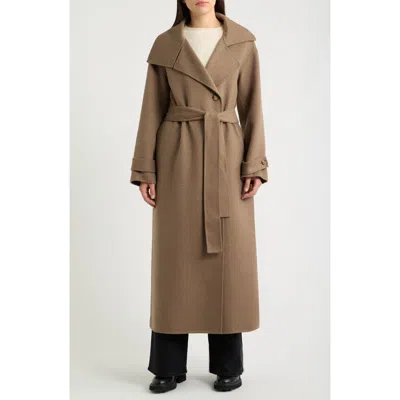 Bernardo Double Face Belted Coat In Brown