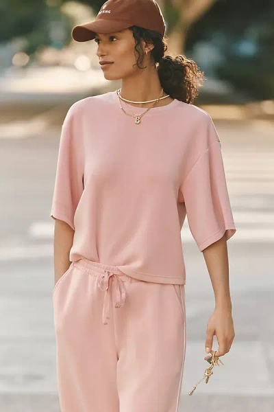 Bernardo Drop-shoulder Knit Tee In Pink