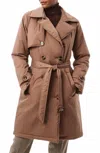 Bernardo Belted Water Resistant Puffer Trench Coat In Multi