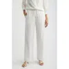 Bernardo Embroidered Stripe Cotton Drawstring Pants In White