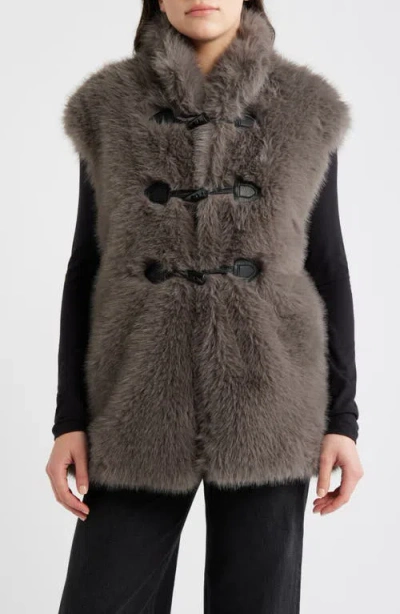 Bernardo Faux Fox Fur Vest In Gray