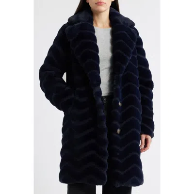 Bernardo Faux Fur Coat In Blue