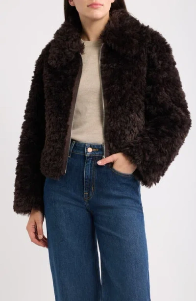Bernardo Faux Fur Jacket In Brown