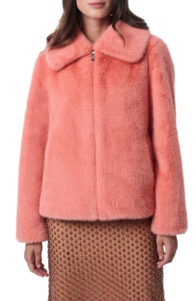 Bernardo Faux Fur Jacket In Dusty Apricot