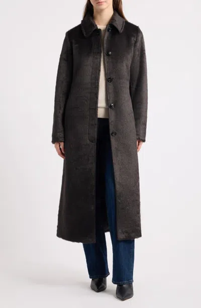 Bernardo Faux Fur Long Coat In Gray