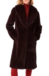 Bernardo Faux Fur Shawl Collar Coat In Cherrywood