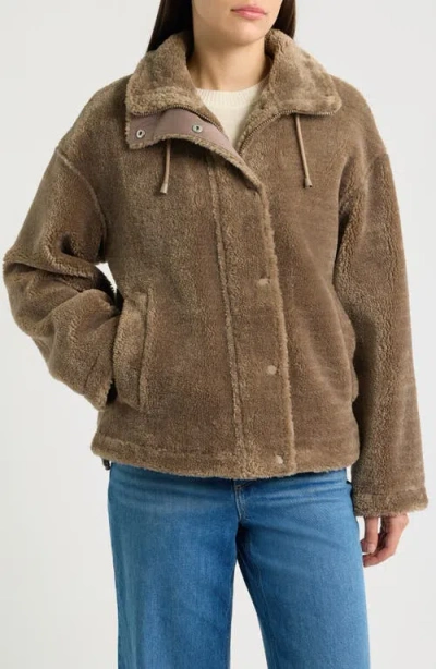 Bernardo Faux Fur Shearling Jacket In Brown
