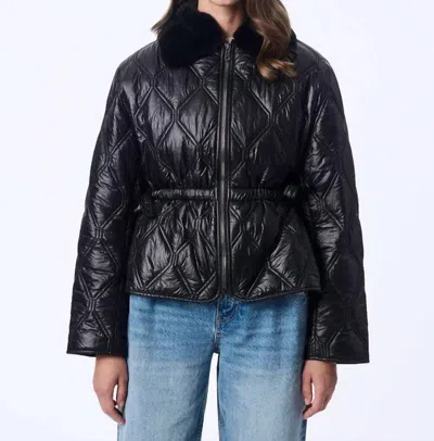 Bernardo Faux Fur Zip Jacket In Black