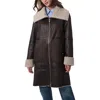 Bernardo Faux Leather & Faux Fur Reversible Coat In Dark Brown/taupe