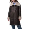 Bernardo Faux Leather & Faux Fur Reversible Coat In Dark Brown/taupe