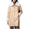 Bernardo Faux Leather & Faux Fur Reversible Coat In Tan/cream