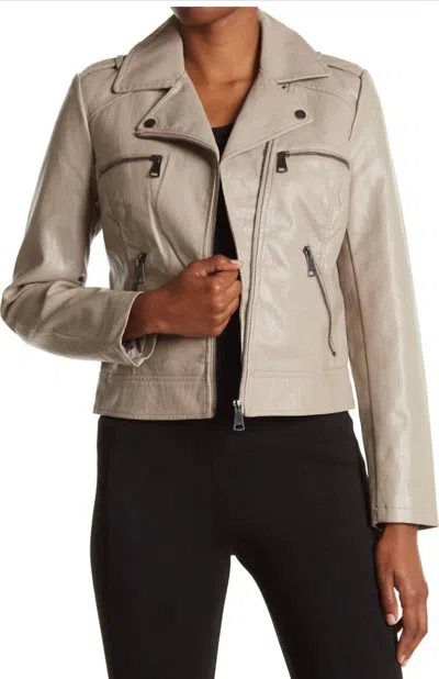 Bernardo Faux Leather Crop Jacket In Mink In Grey