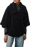Bernardo Faux Shearling Cape Jacket In Black