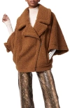 Bernardo Faux Shearling Cape Jacket In Camel