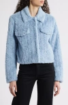 Bernardo Faux Shearling Crop Jacket In Blue