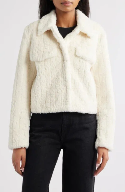 Bernardo Faux Shearling Crop Jacket In White