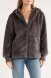 Bernardo Faux Shearling Zip Hoodie In Gray
