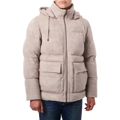 BERNARDO BERNARDO FAUX SUEDE HOODED PUFFER JACKET