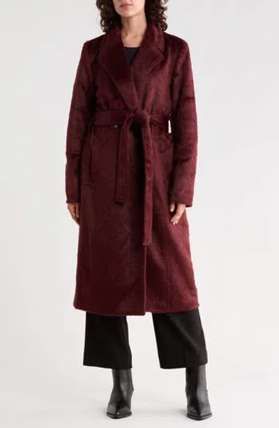 Bernardo Faux Suede Trench Coat In Burgundy