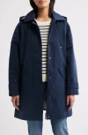 Bernardo Flared Hooded Raincoat In Blue