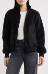 Bernardo Fleece Bomber Jacket In Black