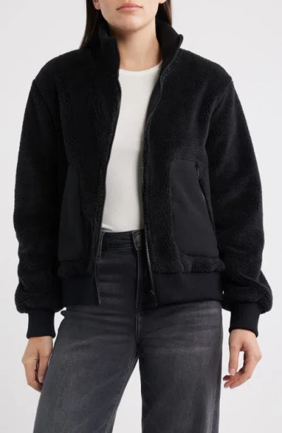 Bernardo Fleece Bomber Jacket In Black