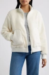 Bernardo Fleece Bomber Jacket In White