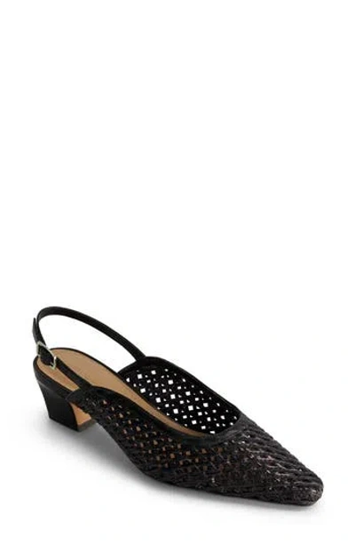 Bernardo Footwear Athena Slingback Pump In Black Airy Woven Pu/ Antique