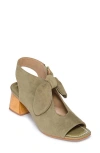 Bernardo Lizzie Suede Knot Zip Sandals In Khaki