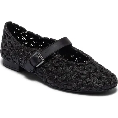 Bernardo Footwear Borden Raffia Mary Jane Flat In Black