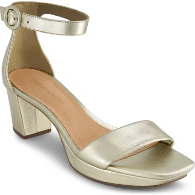 Bernardo Footwear Carla Square Toed Ankle Strap Sandal In Gold
