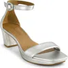 Bernardo Footwear Carla Square Toed Ankle Strap Sandal In Silver