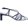 Bernardo Strappy Leather Kitten Slingback Sandals In Blue
