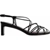 Bernardo Strappy Leather Kitten Slingback Sandals In Black