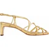 Bernardo Strappy Metallic Kitten Slingback Sandals In Gold