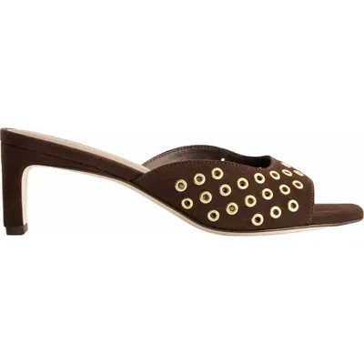 Bernardo Footwear Cenza Grommet Kitten Heel Mule In Brown