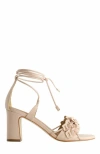 Bernardo Footwear Ieda Floral Ankle Tie Heeled Sandal In Cipria