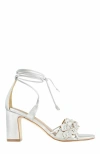 Bernardo Footwear Ieda Floral Ankle Tie Heeled Sandal In Silver