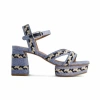 Bernardo Footwear Liana Embroidered Platform Sandal In Denim
