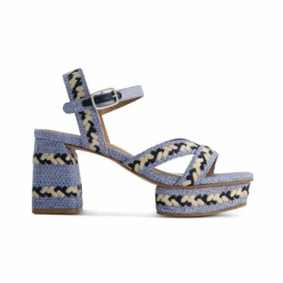 Bernardo Footwear Liana Embroidered Platform Sandal In Denim