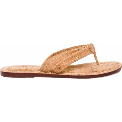 Bernardo Footwear Miami Thong Sandal In Cork W/gold Fleck