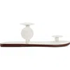 Bernardo New Moon Circle Leather Flat Sandals In White