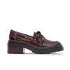 Bernardo Nico Croc-embossed Leather Lug-sole Boat Loafers In Burgundy