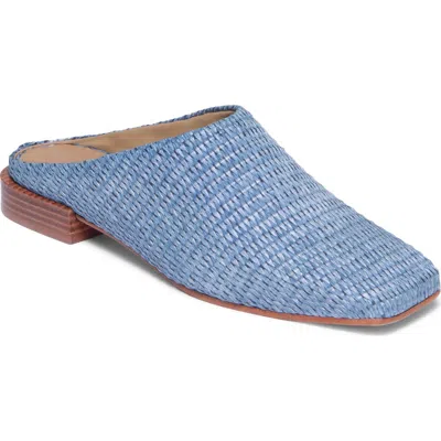 Bernardo Footwear Porto Flat Mule In Dark Denim Raffia