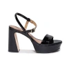 Bernardo Ventura Ankle Strap Platform Sandal In Black Patent